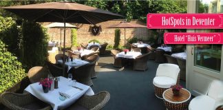 Genieten in de binnentuin van Hotel Huis Vermeer